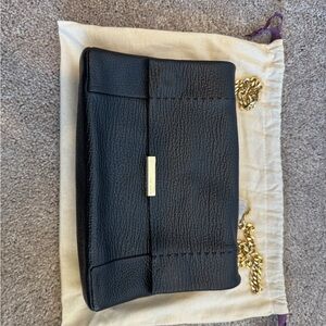 Ted Baker Black Leather Bag with Gold Chain
